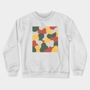 Colourful Blob Abstract Pattern in Light Red Dark Green Yellow and Gray Crewneck Sweatshirt